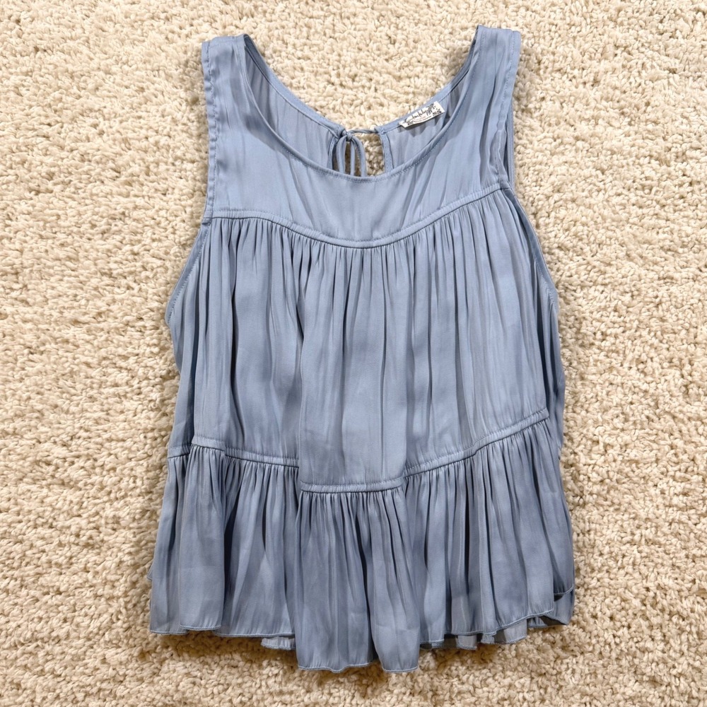 Intimately Free People Blue Tiered Babydoll Tank Top M Boho Cottagecore Festival
